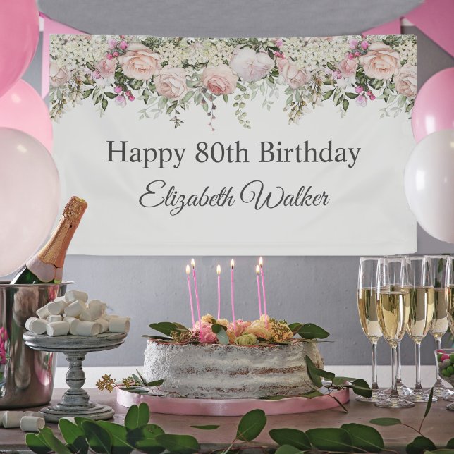 Herzlichen Glückwunsch 80. Geburtstag Feminine Pin Banner (Von Creator hochgeladen)
