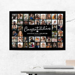 Herzlichen Glückwunsch Abschluss 44 FotoCollage Poster<br><div class="desc">Abschluss-Poster mit einer 44-Foto-Collage von besonderen Momenten des Absolventen-Lebens,  den Titel "Glückwünsche",  eine Mortarboard-Kappe,  ihren Namen,  und die Klasse Jahr.</div>