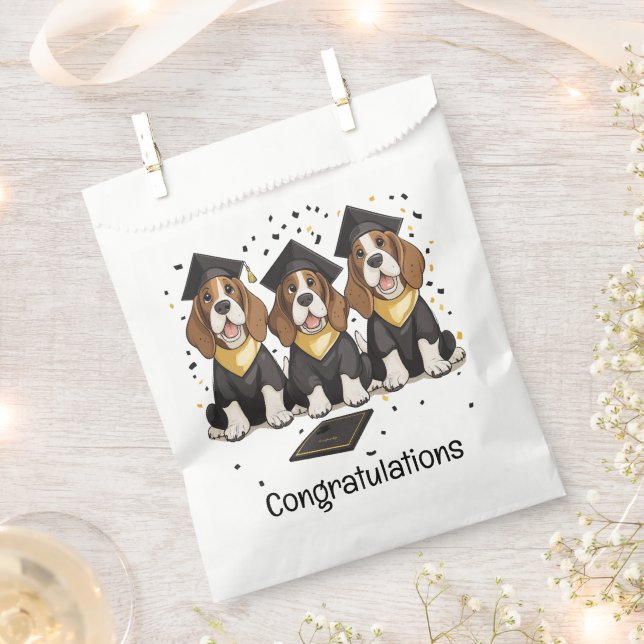 Herzlichen Glückwunsch Abschluss Basset Hound Hund Geschenktütchen (Ausgeschnitten)