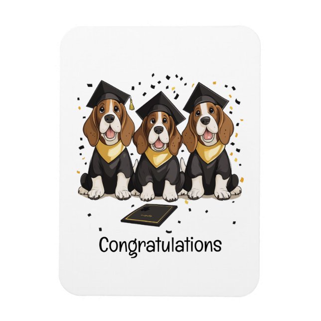 Herzlichen Glückwunsch Abschluss Basset Hound Hund Magnet (Vertikal)