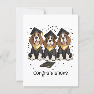 Herzlichen Glückwunsch Abschluss Basset Hound Hund Postkarte