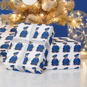 Herzlichen Glückwunsch Abschluss Blue Boy Cap Gown Geschenkpapier