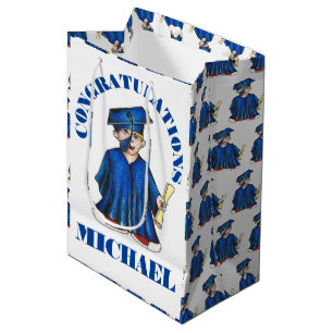 Herzlichen Glückwunsch Abschluss Boy Graduate Cap Mittlere Geschenktüte