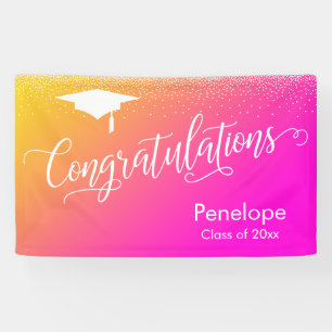 Herzlichen Glückwunsch Abschluss Gelb rosa Farbe Banner