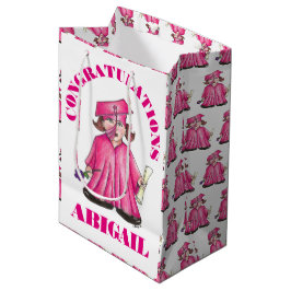 Herzlichen Glückwunsch Abschluss Girl Graduate Cap Mittlere Geschenktüte