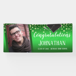 Herzlichen Glückwunsch Abschluss Green Confetti F Banner