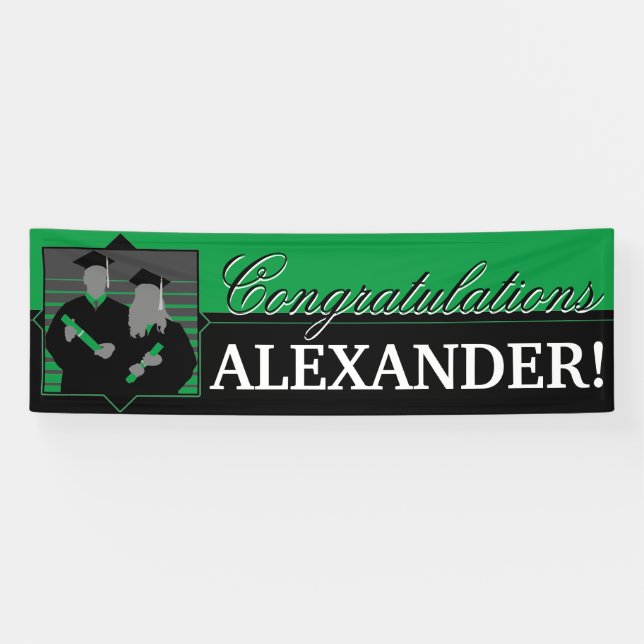 Herzlichen Glückwunsch Abschluss grünes Banner (Horizontal)