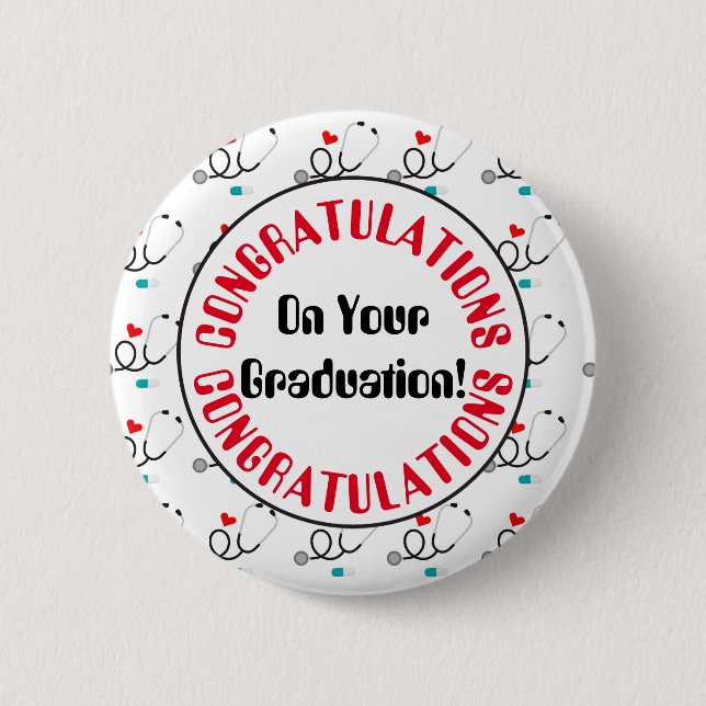 Herzlichen Glückwunsch Abschluss Krankenschwester  Button (Vorderseite)