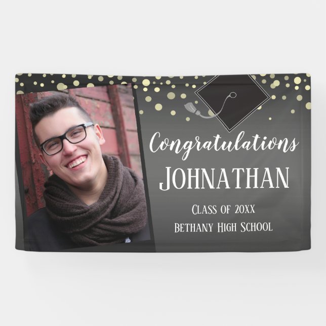 Herzlichen Glückwunsch Abschluss mit Confetti Foto Banner (Horizontal)