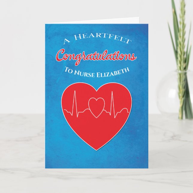 Herzlichen Glückwunsch Abschluss Nurse Heart Karte (Vorderseite)