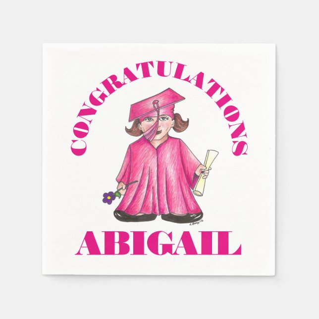 Herzlichen Glückwunsch Abschluss Pink Graduate Cap Serviette (Vorderseite)