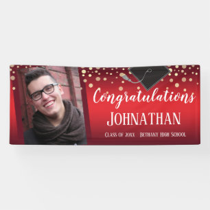 Herzlichen Glückwunsch Abschluss Red mit Confetti  Banner