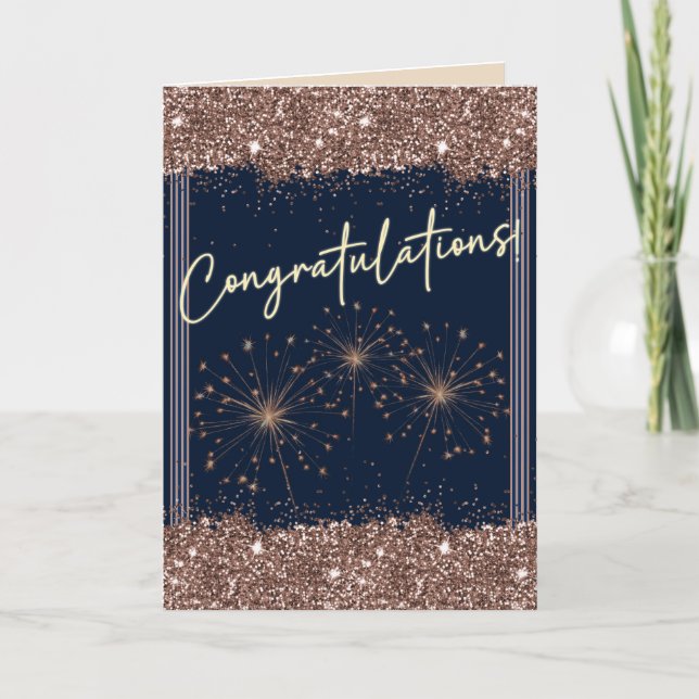Herzlichen Glückwunsch Abschluss Rose Gold Navy Sp Karte (Vorderseite)