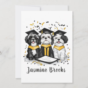 Herzlichen Glückwunsch Abschluss Shih Tzu Dogs Ankündigung