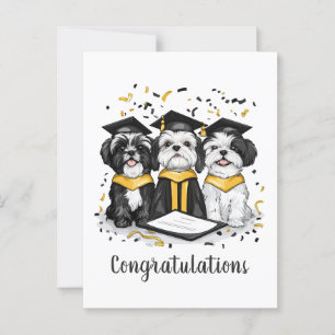 Herzlichen Glückwunsch Abschluss Shih Tzu Dogs Postkarte
