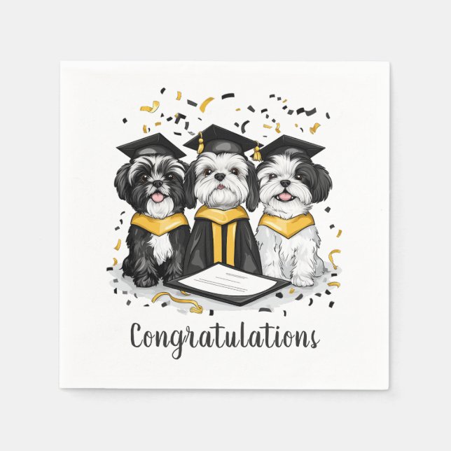Herzlichen Glückwunsch Abschluss Shih Tzu Dogs Serviette (Vorderseite)