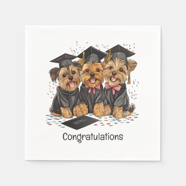 Herzlichen Glückwunsch Abschluss Yorkshire Terrier Serviette (Vorderseite)