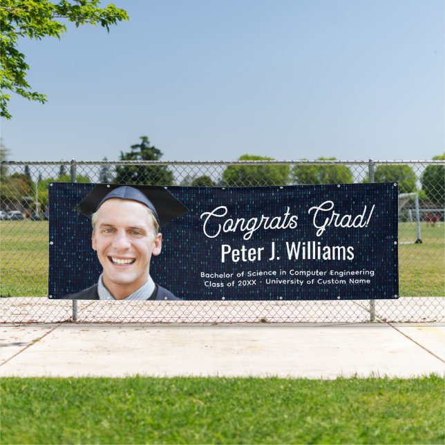 Herzlichen Glückwunsch Absolvent Computer Binärspr Banner (InSitu)