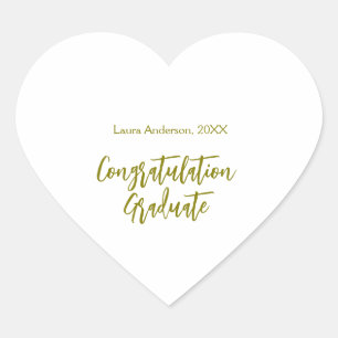 Herzlichen Glückwunsch Absolvent goldener Name Kla Herz-Aufkleber