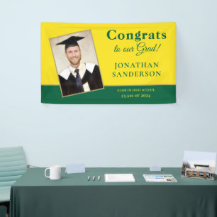 Herzlichen Glückwunsch Absolvent Name Foto Grün Ge Banner