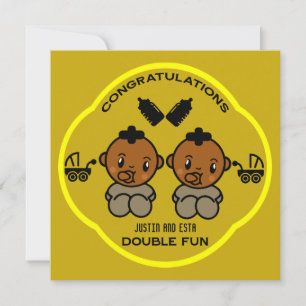 Herzlichen Glückwunsch Afro American Elterns Twins Karte