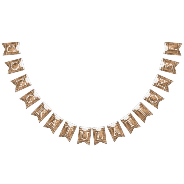 Herzlichen Glückwunsch an Barnwood und Lace Wimpelkette (Alle)