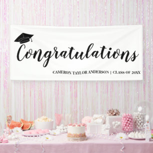 Herzlichen Glückwunsch an Black Grad Cap Abschluss Banner