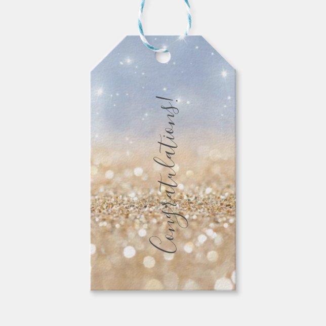 Herzlichen Glückwunsch an den Glitzer Geschenkanhänger (Vorderseite)