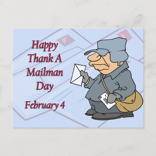 Herzlichen Glückwunsch an einen Mailman Day 4. Feb Postkarte (Vorderseite)