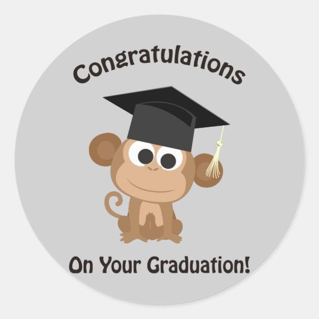 Herzlichen Glückwunsch an Ihren Abschluss-Affen Runder Aufkleber (Vorderseite)