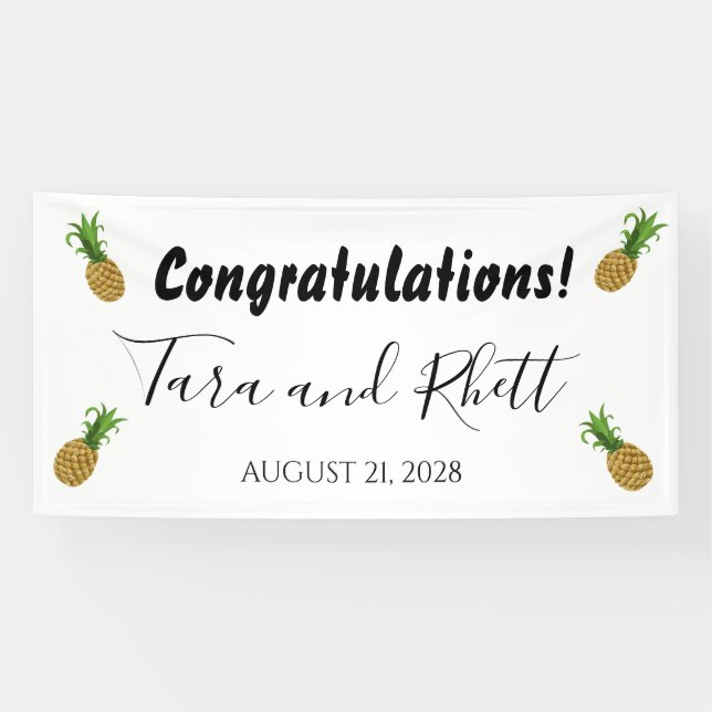 Herzlichen Glückwunsch Ananas Hochzeitsempfangsban Banner (Horizontal)