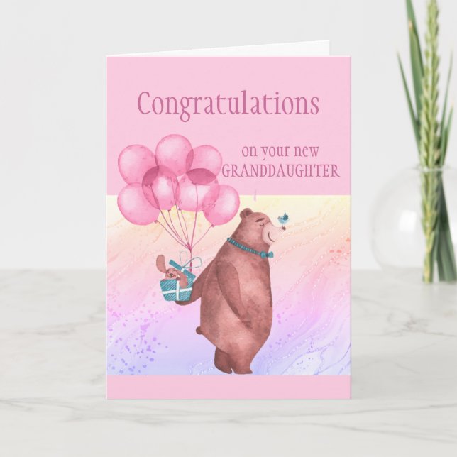 Herzlichen Glückwunsch Baby Girl FunTeddy Bären Ba Karte (Vorderseite)