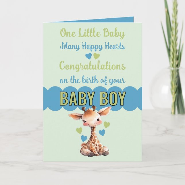 Herzlichen Glückwunsch, Baby niedliche Giraffe bla Karte (Vorderseite)