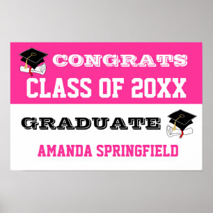 Herzlichen Glückwunsch Banner Poster Pink