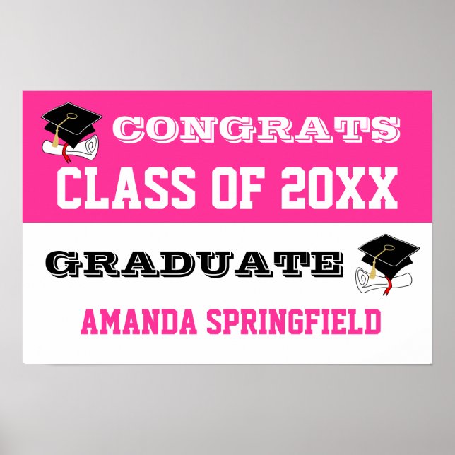 Herzlichen Glückwunsch Banner Poster Pink (Vorne)