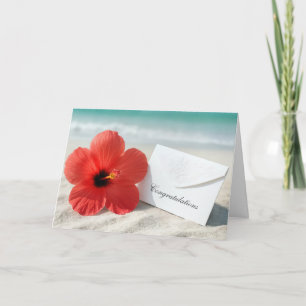 Herzlichen Glückwunsch Beach Hochzeit mit Hibiskus Karte