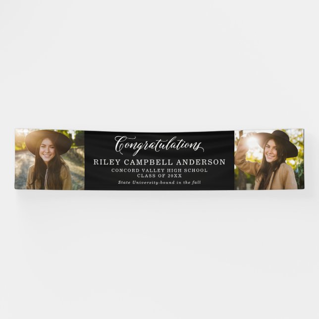 Herzlichen Glückwunsch bis zum Abschluss zwei Foto Banner (Horizontal)