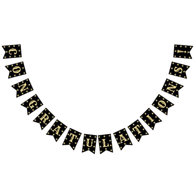 Herzlichen Glückwunsch Black Gold Decor Moderner A Wimpelkette (Alle)