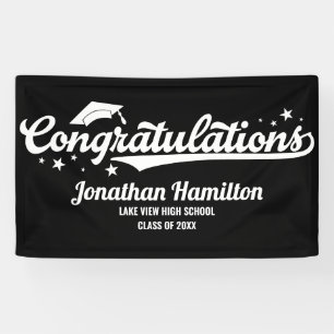 Herzlichen Glückwunsch Black Graduation Party Banner