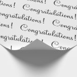 Herzlichen Glückwunsch Black Script Wedding Baby G Geschenkpapier<br><div class="desc">Herzlichen Glückwunsch!  Weiß mit schwarzer Schrift für Hochzeit,  Brautparty,  Werbeaktion,  Abschluss,  etc. Einfach & süß.</div>