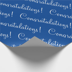 Herzlichen Glückwunsch Blau Weiß  Geschenkpapier
