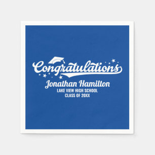 Herzlichen Glückwunsch Blue-Abschlussfeier Serviette