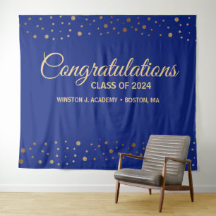 Herzlichen Glückwunsch Blue Gold Klasse von 2024 g Wandteppich