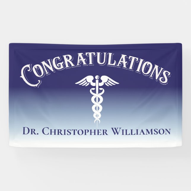 Herzlichen Glückwunsch Blue Medical Doktor Graduat Banner (Horizontal)