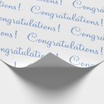 Herzlichen Glückwunsch Blue Script Wedding Baby Sh Geschenkpapier<br><div class="desc">Herzlichen Glückwunsch! Blaues Papier für Hochzeit,  Brautparty,  Babydusche,  Werbeaktion,  Kindermädchen,  usw. Einfach und süß.</div>