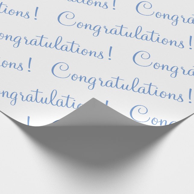 Herzlichen Glückwunsch Blue Script Wedding Baby Sh Geschenkpapier (Ecke)