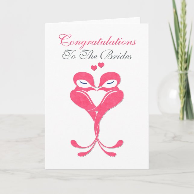 Herzlichen Glückwunsch Brides Love Birds Lesbian H Karte (Vorderseite)