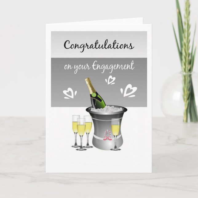 Herzlichen Glückwunsch Champagne Card für Verlobte Karte (Vorderseite)