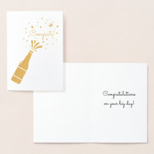 Herzlichen Glückwunsch Champagne Flasche Pop Gold  Folienkarte