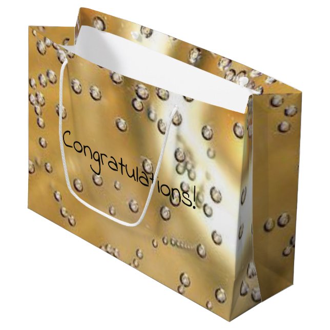 Herzlichen Glückwunsch Champagnerblasen Große Geschenktüte (Vorderseite Schrägansicht)